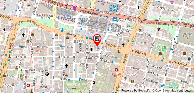 在地图上查看21平方米1臥室公寓(台北車站) - 有1間私人浴室