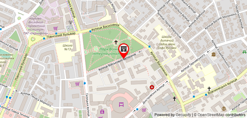 在地图上查看24平方米開放式公寓 (伊萬諾弗蘭科夫斯克) - 有0間私人浴室