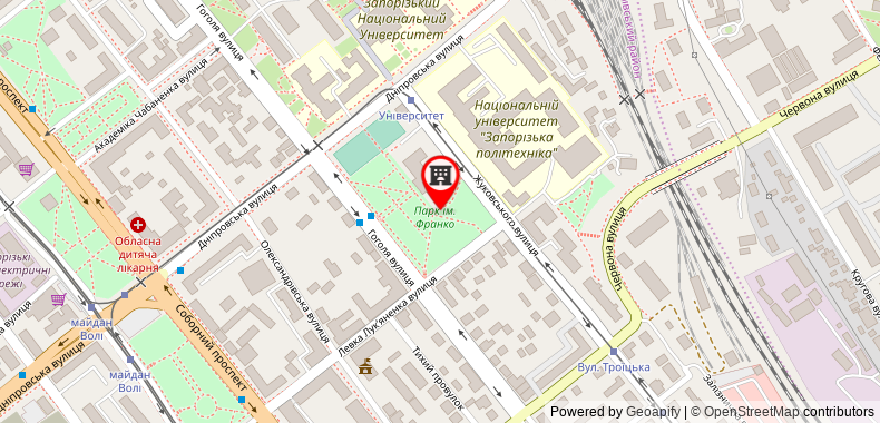 Cozy apartment (room) in the city of Zaporozhye on maps