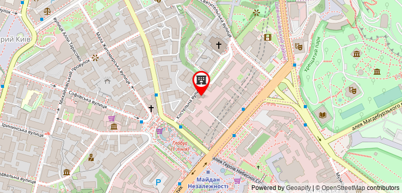 Bản đồ đến Kiev Accommodation Apartment on Kostel'naya st.