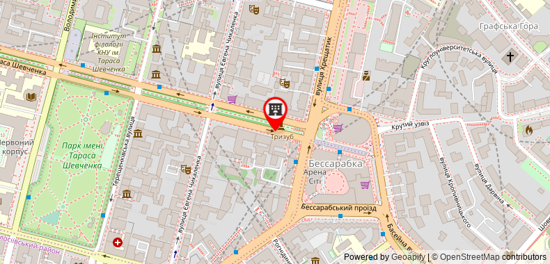 Bản đồ đến Kiev Accommodation Apartment on Shevchenko blv.