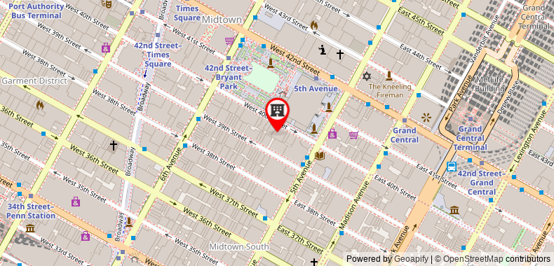 Bản đồ đến Khách sạn Park Terrace on Bryant Park