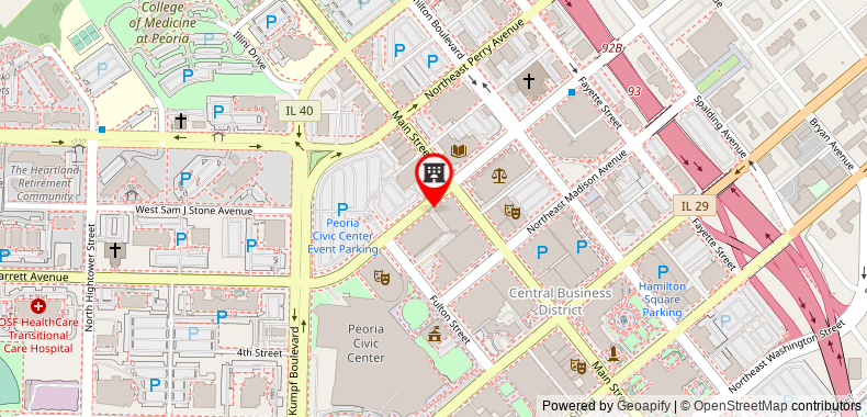 在地图上查看皮奧里亞市中心萬怡酒店