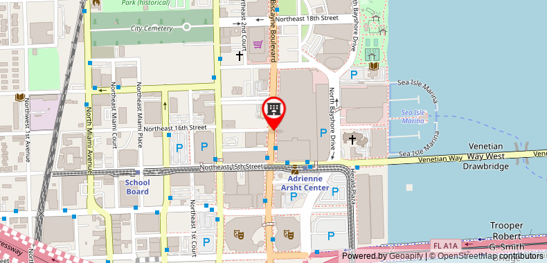 在地图上查看邁阿密市中心希爾頓酒店