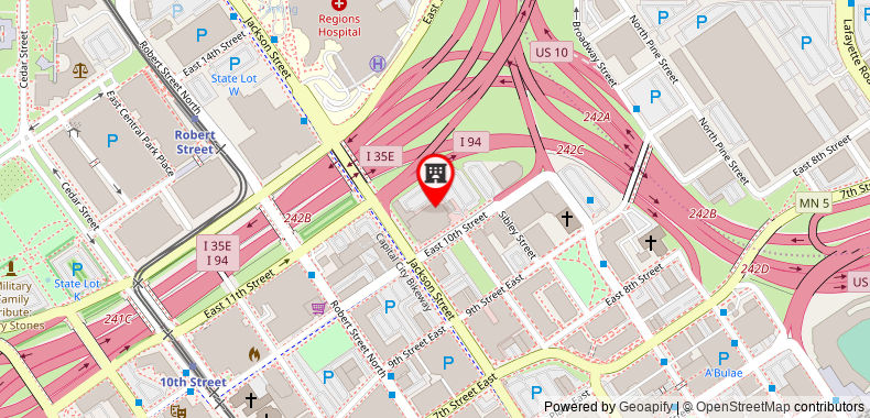 Bản đồ đến Khách sạn Drury Plaza St. Paul Downtown