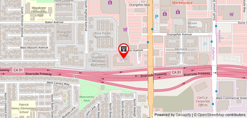 Bản đồ đến Khách sạn Howard Johnson &Conf Cntr by Wyndham Fullerton/Anaheim