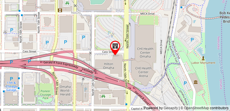 Bản đồ đến Khách sạn Hilton Omaha