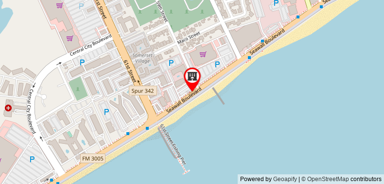 在地图上查看加爾維斯敦海濱會議中心紅頂酒店