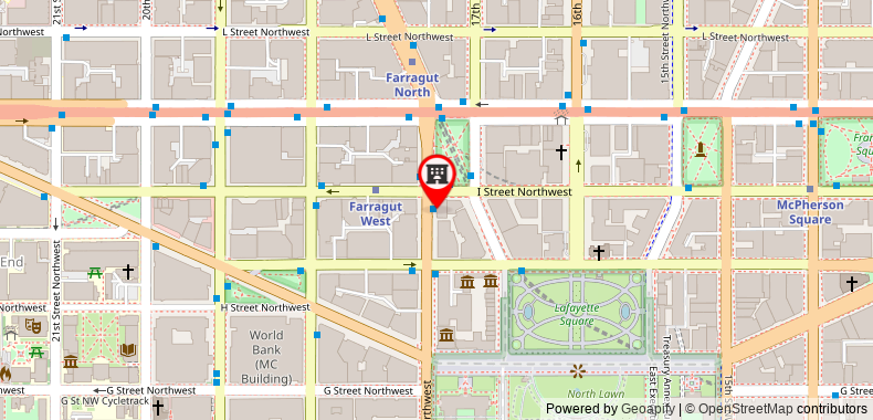 Bản đồ đến Khách sạn Club Quarters in Washington DC
