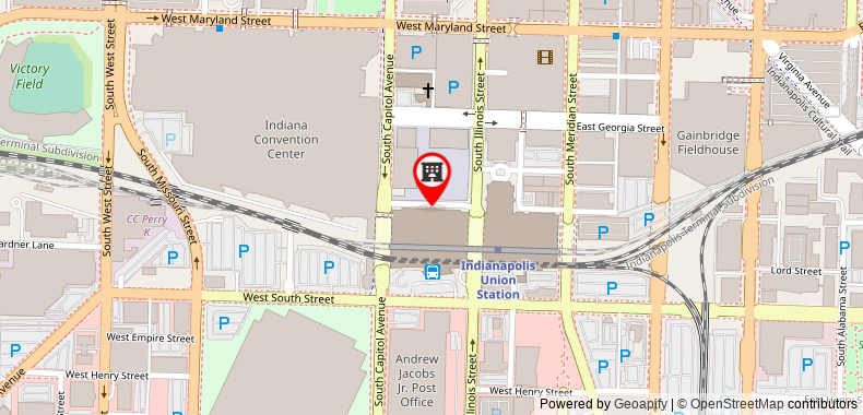 Bản đồ đến Khách sạn Crowne Plaza Indianapolis Downtown
