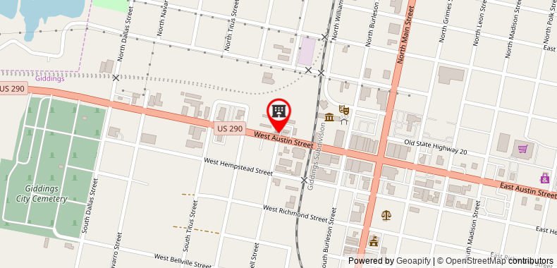 Bản đồ đến Khách sạn OYO Austin Street Giddings