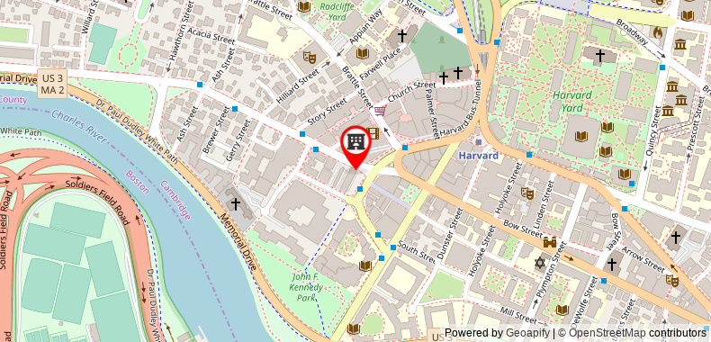 Bản đồ đến Khách sạn Harvard Square