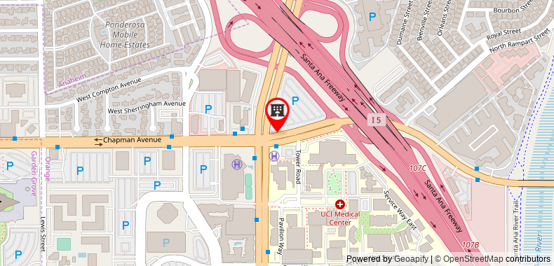 Bản đồ đến Khách sạn DoubleTree by Hilton Anaheim - Orange County