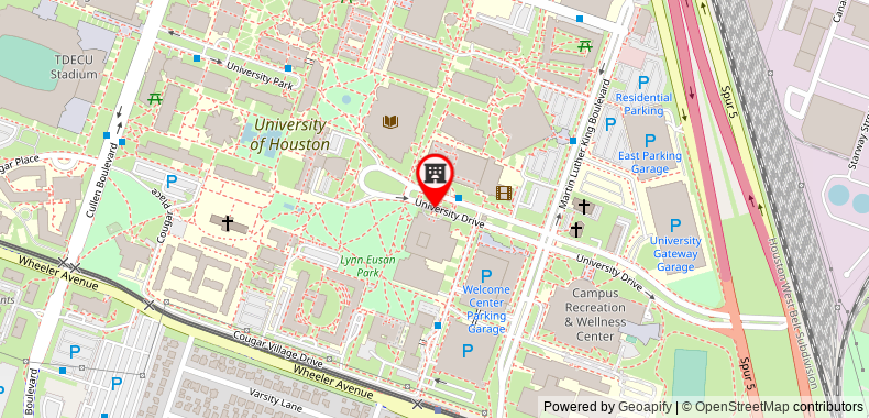 Bản đồ đến Khách sạn Hilton University of Houston