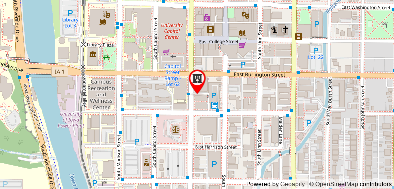 Bản đồ đến Hilton Garden Inn Iowa City Downtown University