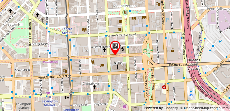 Bản đồ đến Khách sạn Indigo Baltimore Downtown, an IHG
