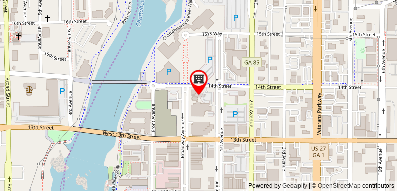 Bản đồ đến Khách sạn Indigo Columbus at Riverfront Place