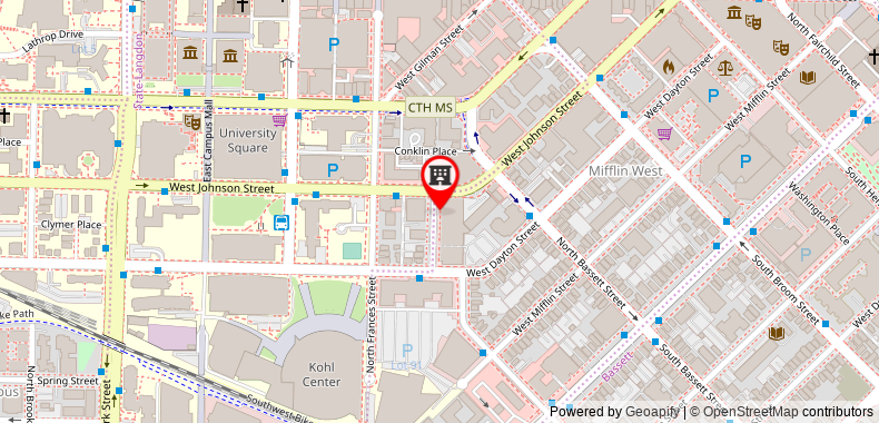 Bản đồ đến DoubleTree by Hilton Madison Downtown