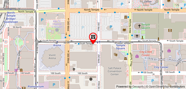 Bản đồ đến Khách sạn Radisson Salt Lake City Downtown