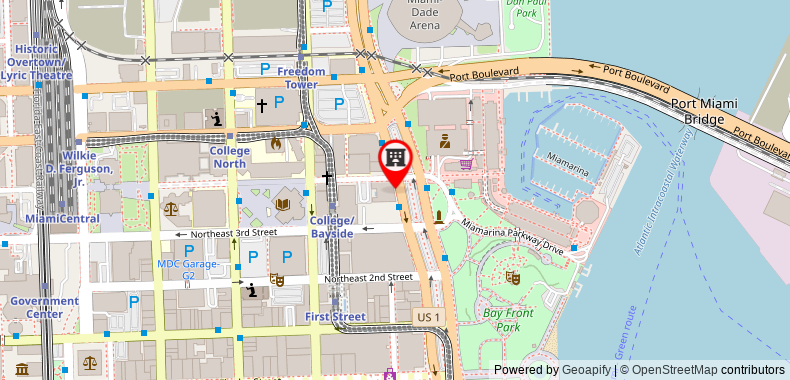 Bản đồ đến Khách sạn Holiday Inn Port of Miami-Downtown