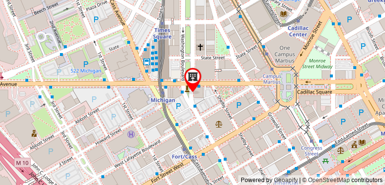 Bản đồ đến Khách sạn Indigo Detroit Downtown, an IHG