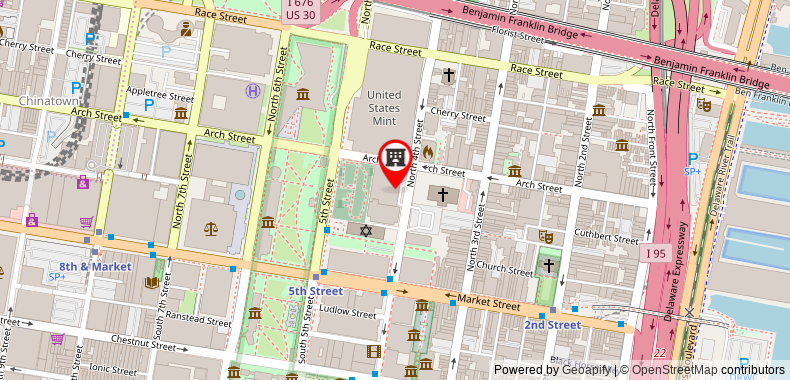 在地图上查看費城歷史街區溫德姆酒店