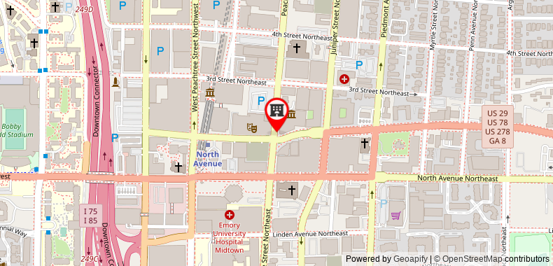 Bản đồ đến Courtyard Atlanta Midtown