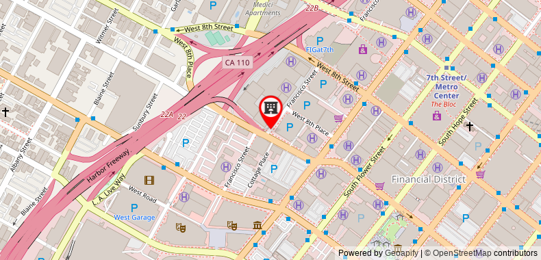Bản đồ đến Khách sạn Indigo Los Angeles Downtown