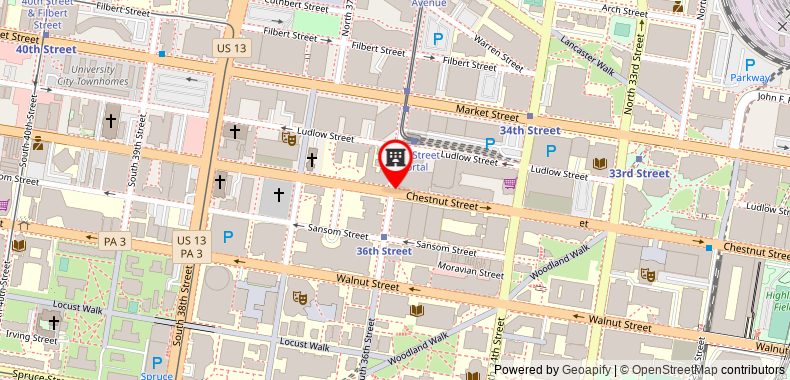 Bản đồ đến Khách sạn Sheraton Philadelphia University City