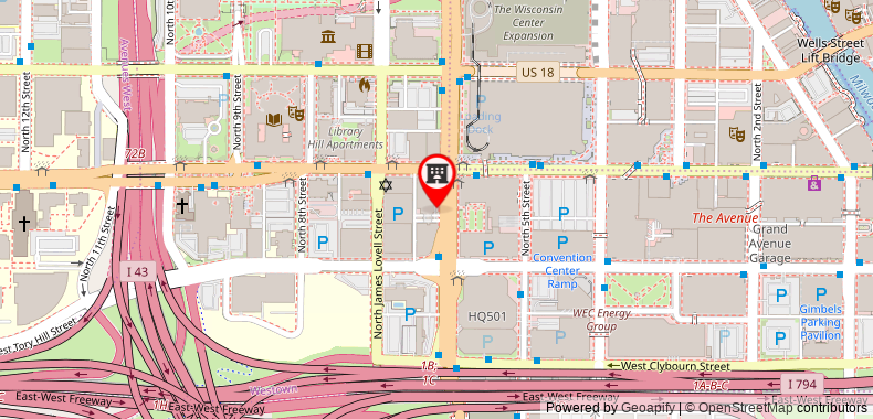 Bản đồ đến DoubleTree by Hilton Milwaukee Downtown