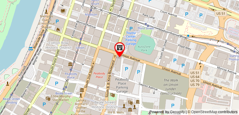 Bản đồ đến Khách sạn Doubletree Memphis Downtown