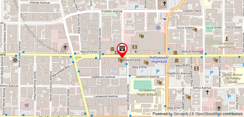 The Hollywood Roosevelt on maps