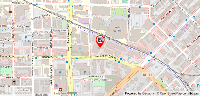 Bản đồ đến Hilton Garden Inn Madison Downtown