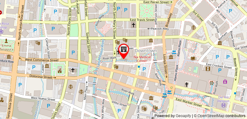 Bản đồ đến Khách sạn Drury Plaza San Antonio Riverwalk