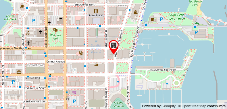 Bản đồ đến Khách sạn Hampton Inn & Suites St. Petersburg Downtown