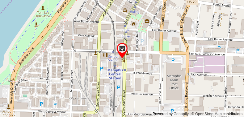 在地图上查看孟菲斯中央車站希爾頓格芮精選酒店