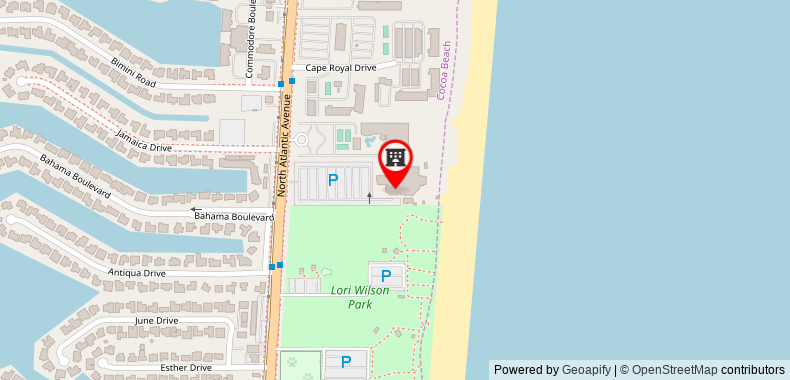 Bản đồ đến Khách sạn Hilton Cocoa Beach Oceanfront