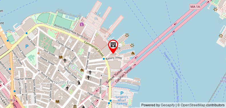 Battery Wharf Hotel, Boston Waterfront on maps