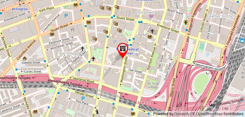 Bản đồ đến Khách sạn DoubleTree by Hilton Boston-Downtown