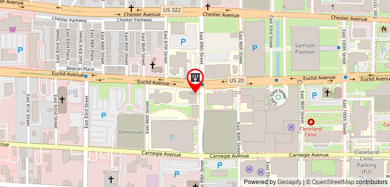 Bản đồ đến Khách sạn InterContinental Suites Cleveland