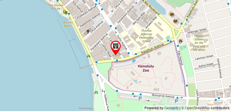 Bản đồ đến Khách sạn Queen Kapiolani